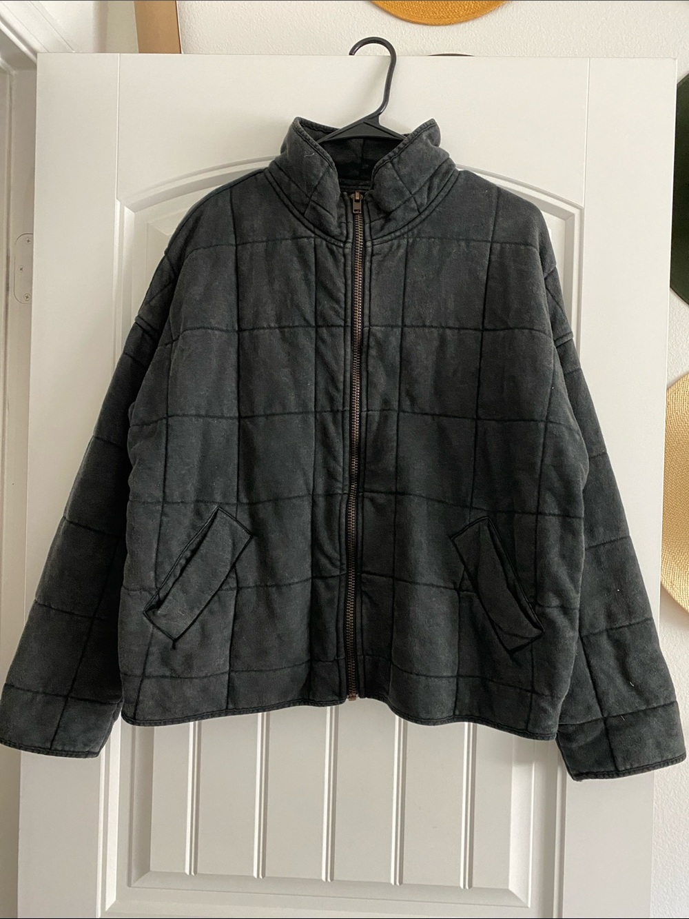 By Together Quilted Zip-Front Jacket in Charcoal Black